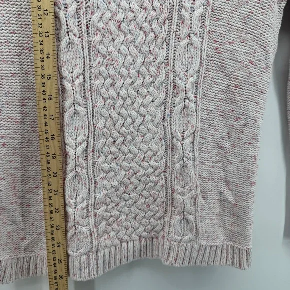 Talbots Women's Cable‎ Knit Sweater Speckled Pink Blue White Cotton Size Medium - Picture 7 of 7